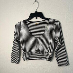 Striped Surplice Cutout Crop Top